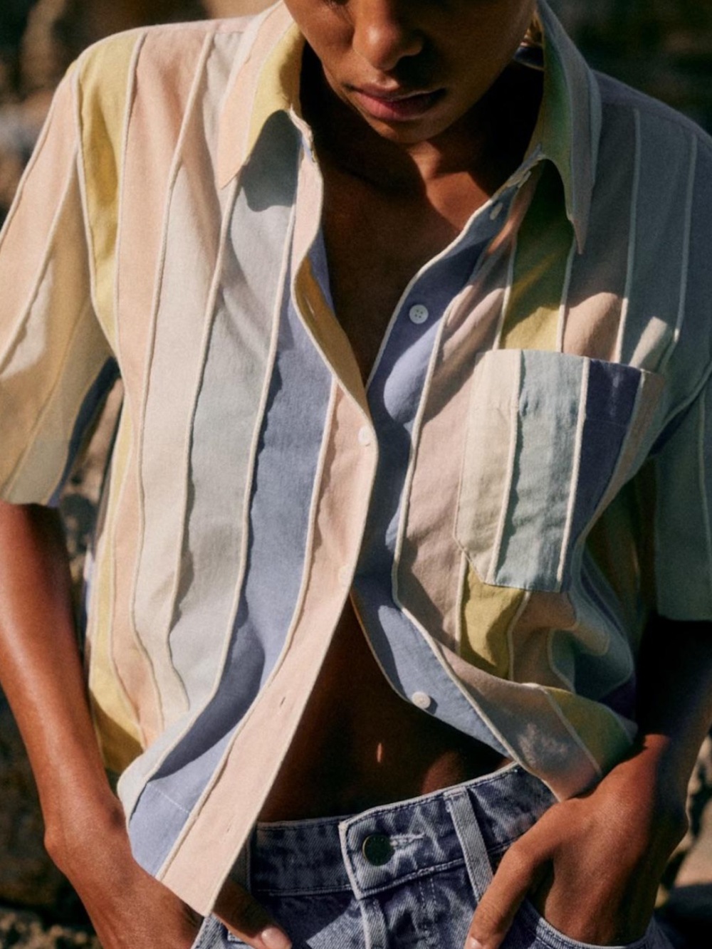 Sezane Maelline Cropped button down shirt